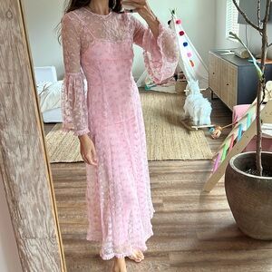Doen Pink Lace Maxi Dress